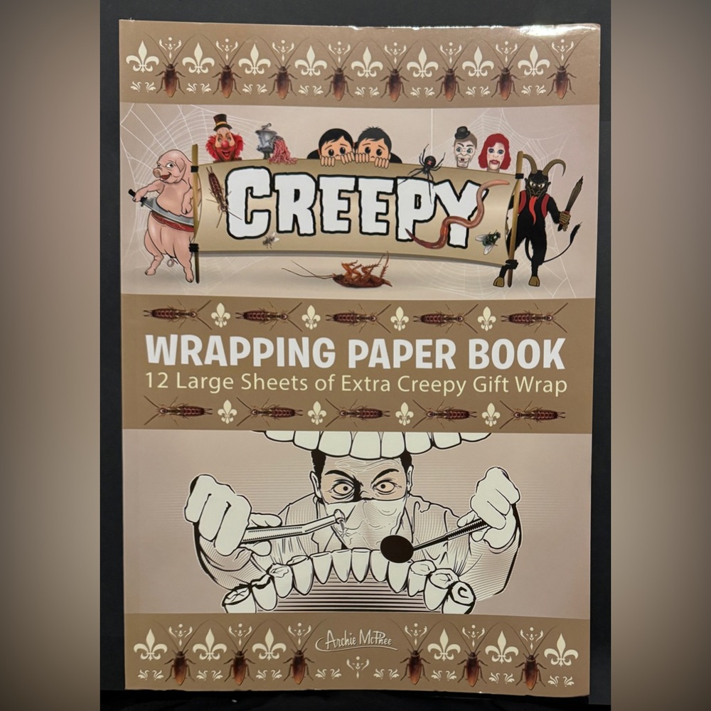 Archie McPhee Creepy Wrapping Paper Book Halloween